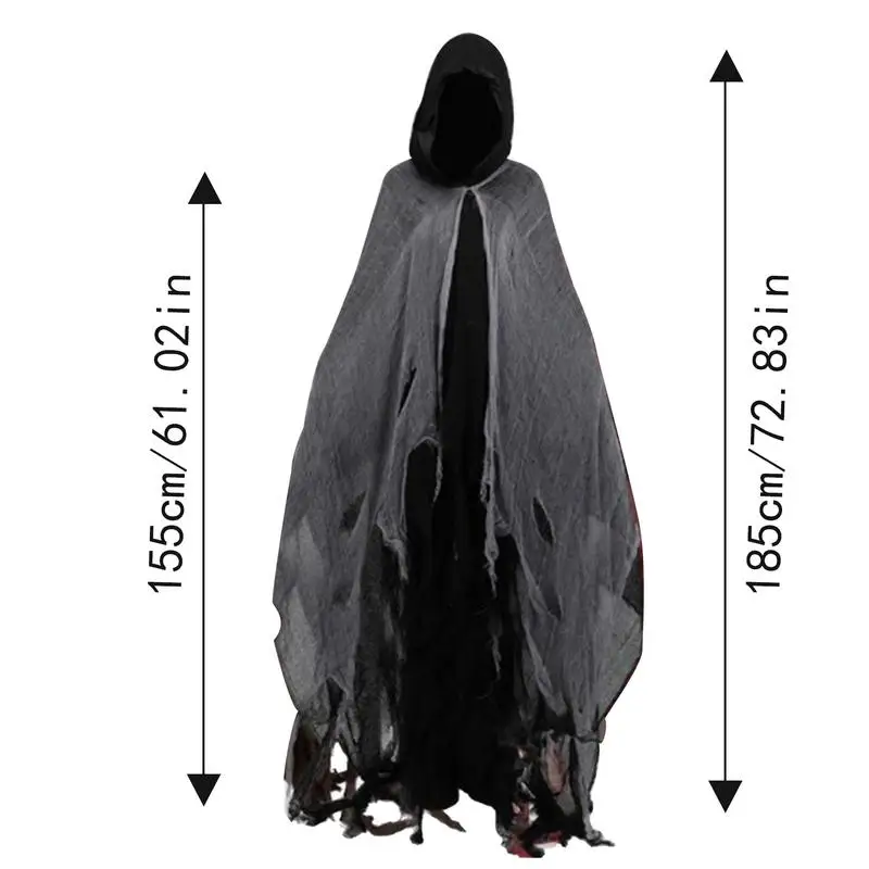 Unisex Halloween Ghost Dementors Cosplay Kostuum Gothic Horror Zombie Gescheurde Capes Met Capuchon Dag Van De Dode Partij Rekwisieten Mantels