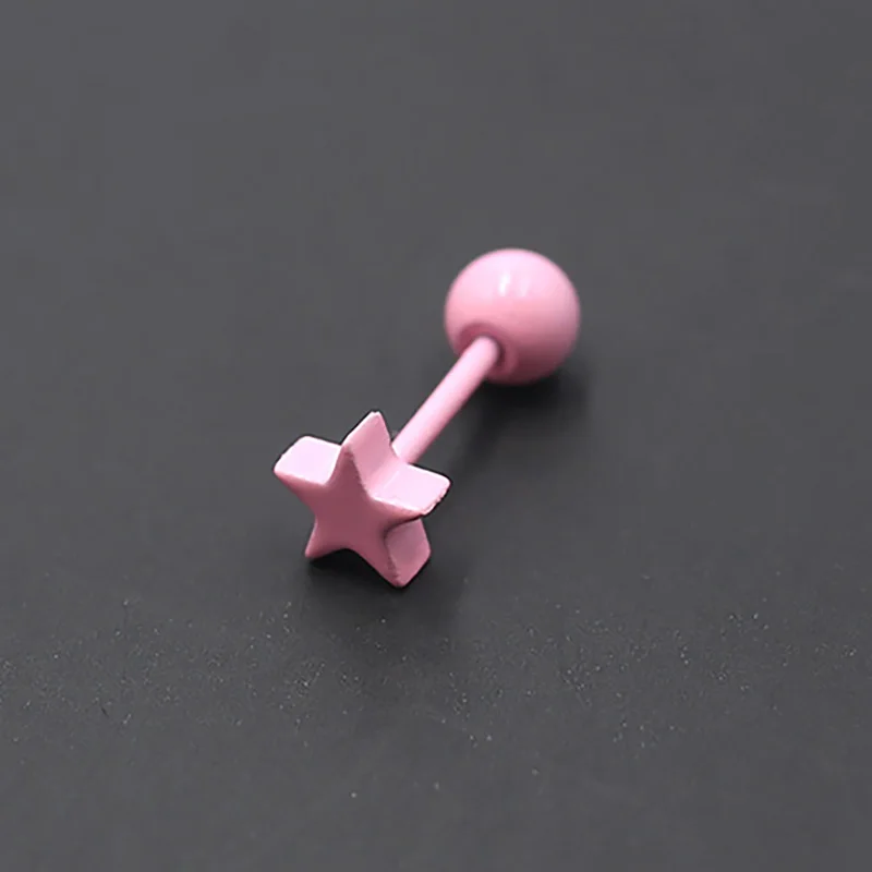 1pc Bunte Stern Stud Ohrringe für Frauen Ohr Piercing Edelstahl Barbell Tragus Knorpel Ohrring Helix Conch Nette Schmuck – Detail 11