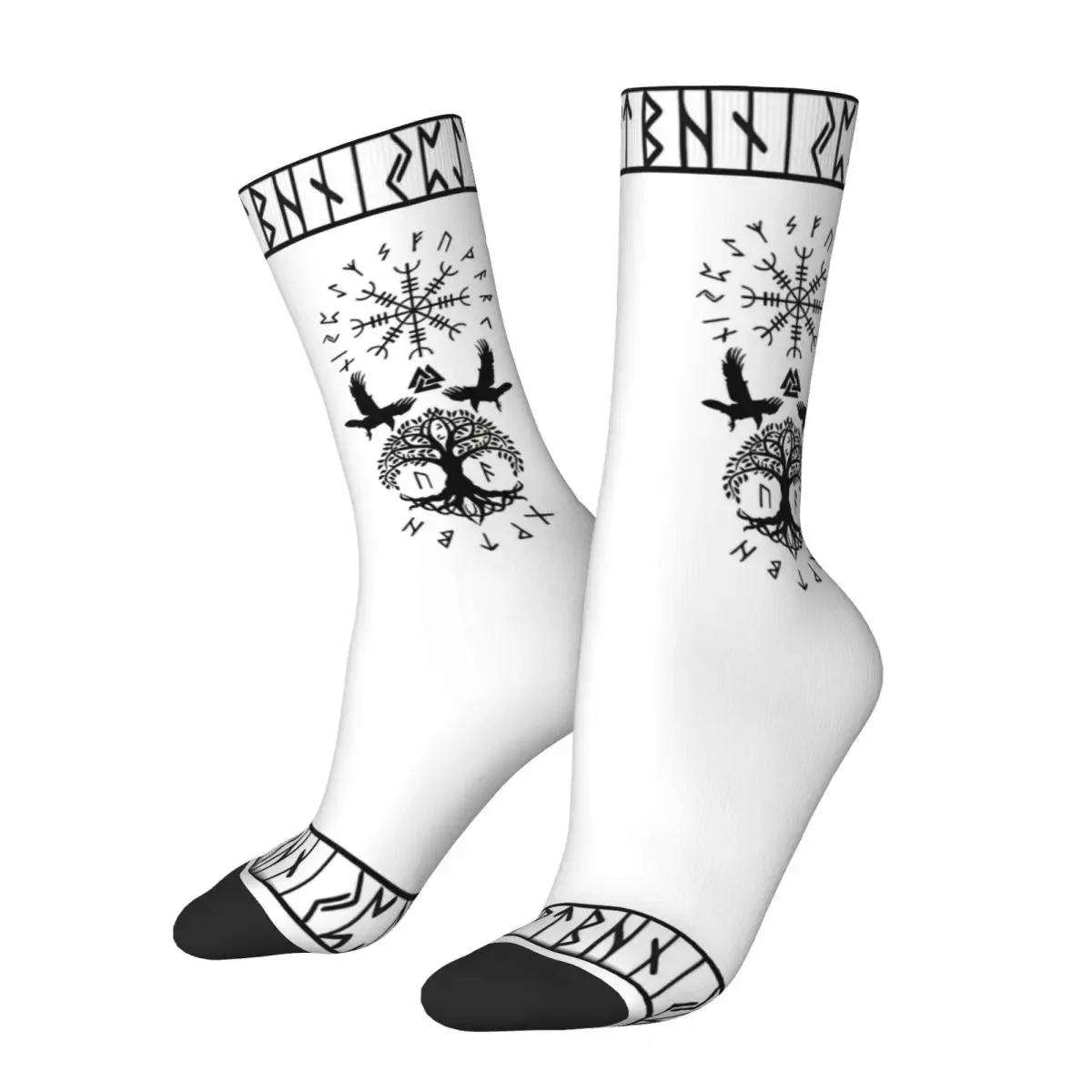 

Funny Crazy Sock for Men Helm Of Awe Norse Hip Hop Vintage Viking Happy Seamless Boys Crew Sock Breathable Basketball Socks