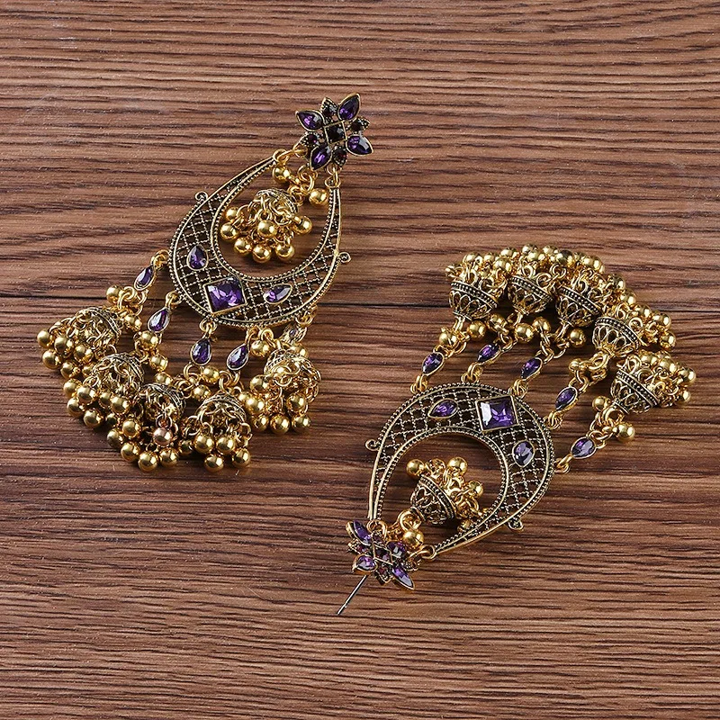 Middle Eastern exotic retro jewellery earrings women  ladies\' earrings for woman tassels long bells birdcage jewelry accessorie