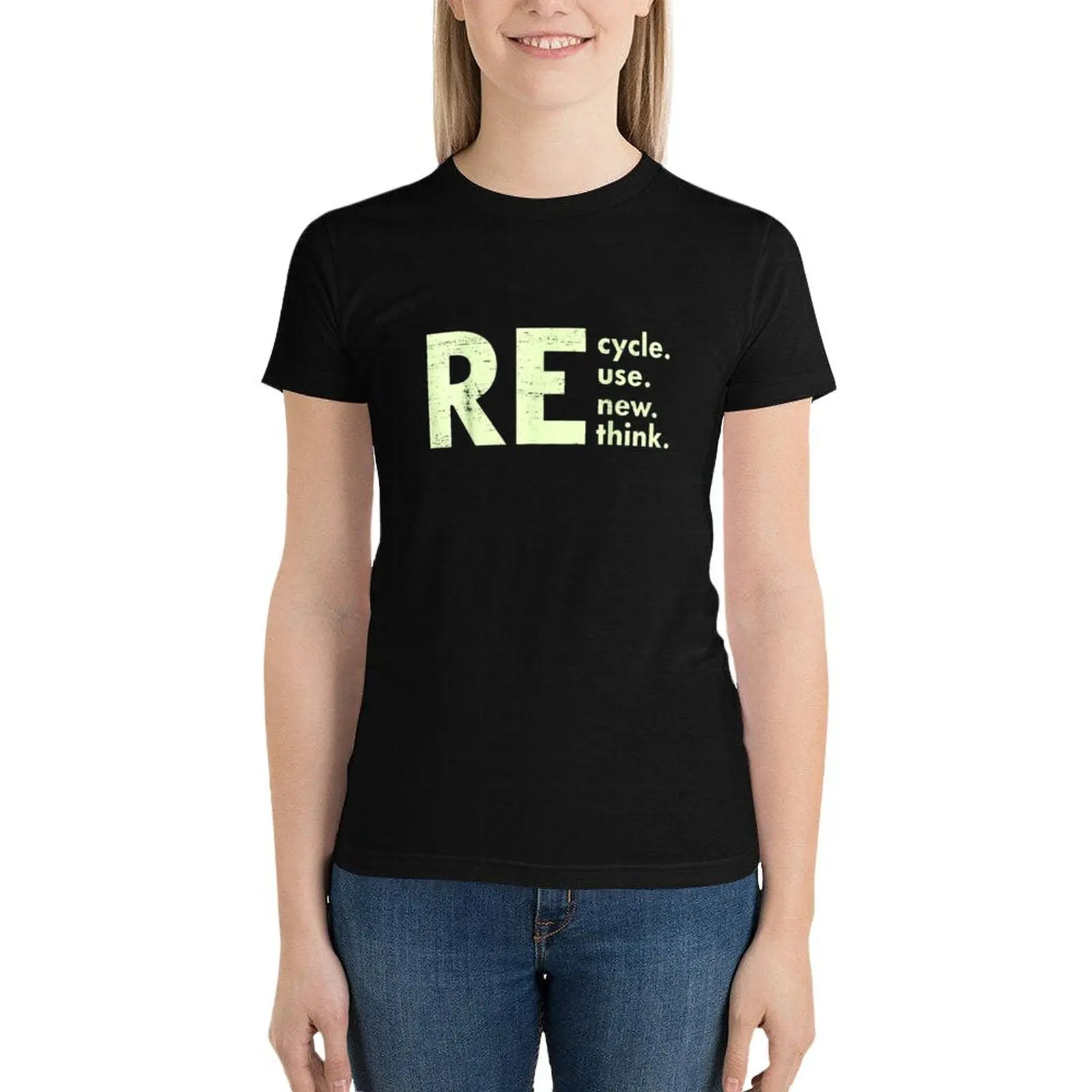 Recycle use new think T-Shirt lady clothes Female clothing t shirts for Womens