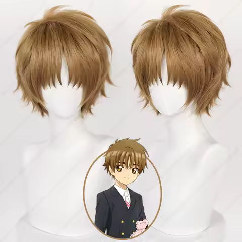 Anime Syaoran Li Cosplay Wig 30cm Yellow Brown Short Hair Heat Resistant Synthetic Wigs