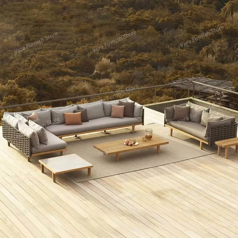 

Nordic Wood Outdoor Sofas Comfortable Minimalist Design Hotel Garden Sofas Creative Leisure Furniture Gartenstuhl Lshysf