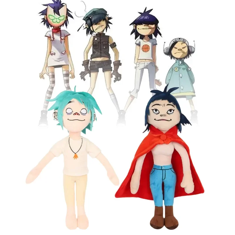 Four Characters New Cute Cartoon Game Anime Gorillaz Noodle Plush Toy Virtual Band Street Fighter Figure Peripheral Fan Kid Gift
