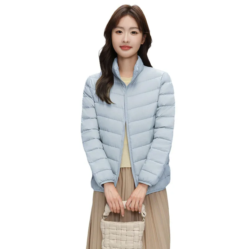 سترة خفيفة الوزن للنساء في خريف وشتاء 2025 طراز قصير 90 أبيض بطة أسفل الشتاء الوقوف طوق نحيف #6