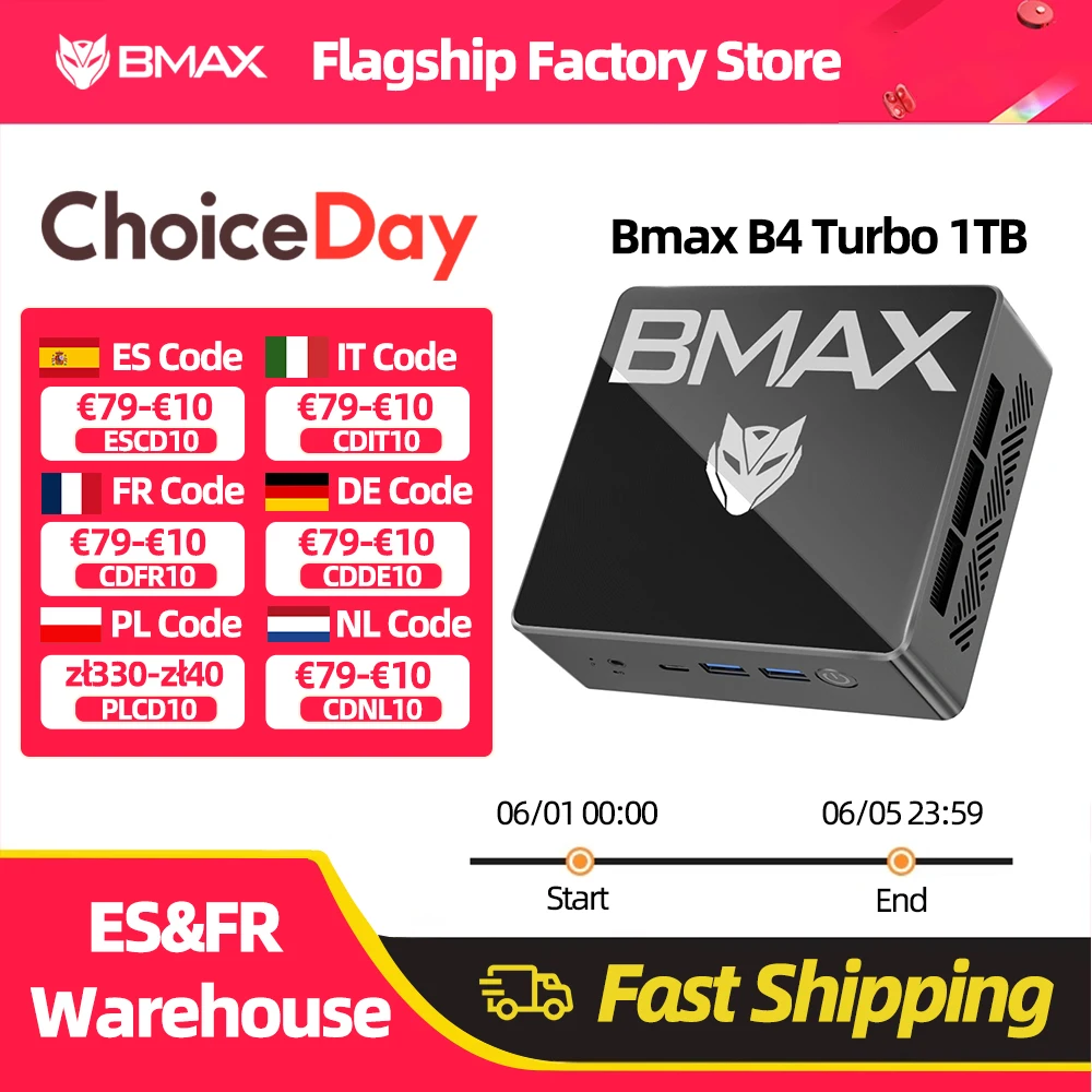 Bmax b4 turbo mini pc windows 11 pc intel n150 16gb 1tb ssd 2 * hdmi 1 * typ-c unterstützt 4k @ 60hz