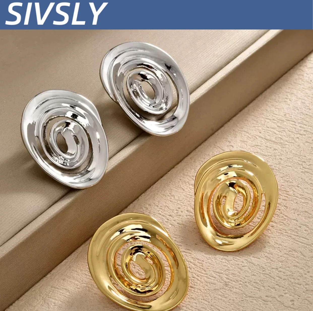 

[Personality] Luxurious temperament, irregular spiral earring design, high-end and exaggerated fashion earring