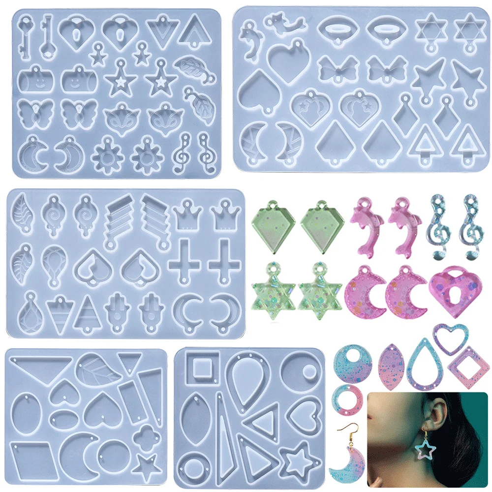 1Pcs Earring Pendants Epoxy Resin Silicone Mold Mixed Style Jewelry Making Casting Molds for DIY Keychain Earring Pendant Mould