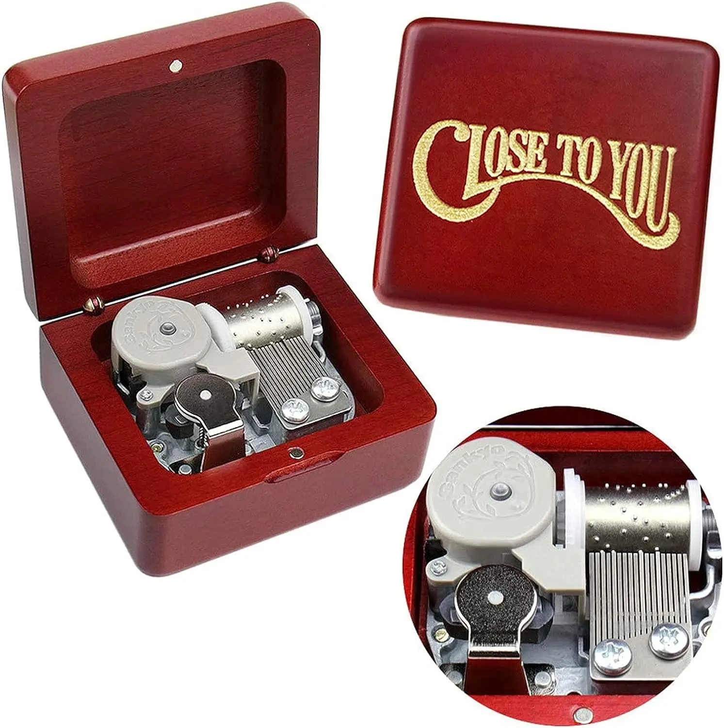 

SOFTALK Close to You Solid Wood Wine Red Theme Music Box Birthday, Christmas, Valentine's Day Gifts