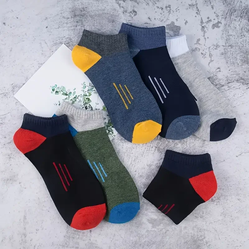 10 Pairs Men's INS Style Boat Socks - Summer Thin Breathable Athletic Low-Cut Ankle Socks for Gym Daily