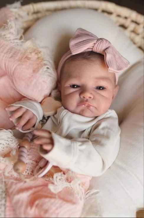 NPK 19''High Quantity Handmade Reborn Doll Parts  August Awake Lifelike Soft Touch Lifelike Real Photo Baby Gift