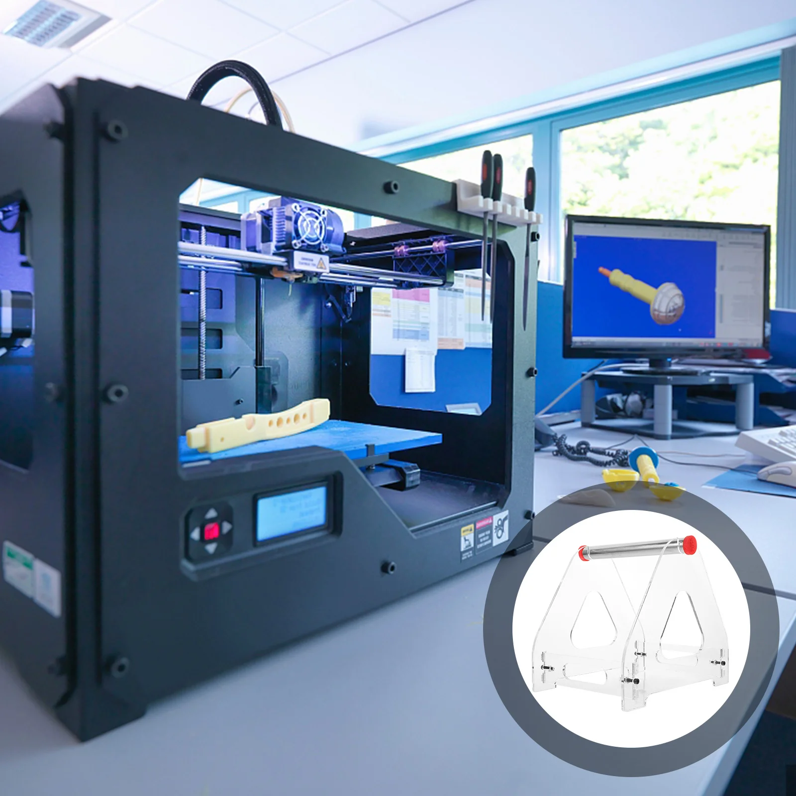 

Acrylic Filament Spool Holder Sturdy Material Tray for 3D Printer Accessories Pla Nylon Tpu ABS Hollowed Design