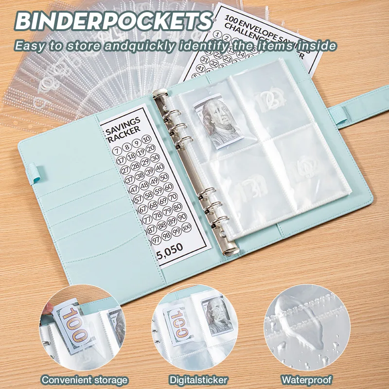 100 Envelope Savings Challenge Binder – Budget Planner, Money Organizer & Savings Tracker Notebook - view 5