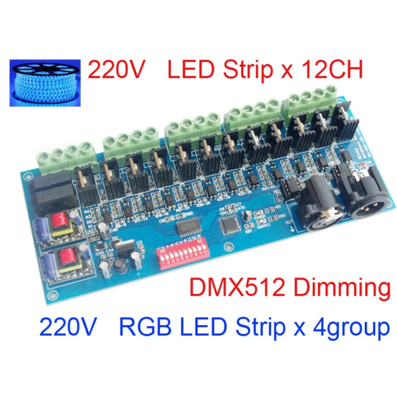 High Voltage AC110-230V Input 6 Channels 12 Channels DIMMER Controller 6ch 12ch  Decoder Dimmer