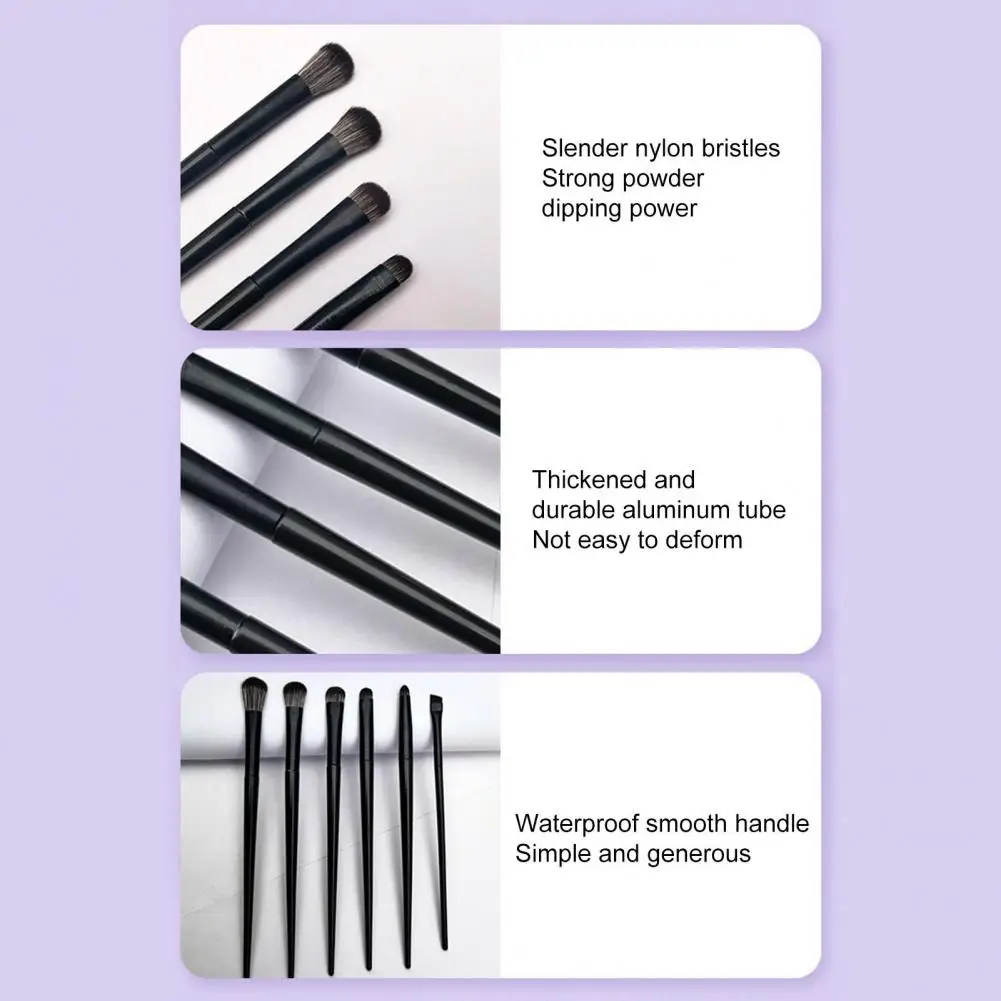 6 Pçs/Set Maquiagem Escova Liberação Pó Uniformemente Soft Nylon Cerda Multipurpose Eye Liner Eye Shadow Brush Set para maquilhador