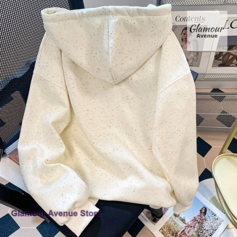 Korean style chic colorful embroidery hooded sweater women's spring and autumn new fashion loose shoulder casual Joker coat