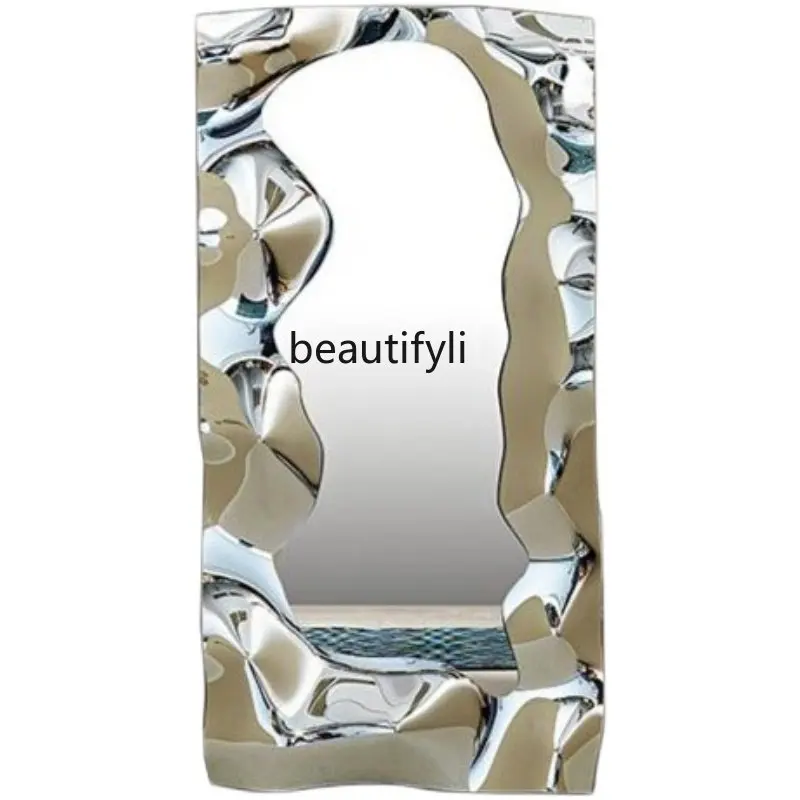 

yj Special-Shaped Stainless Steel Mirror Full-Length Mirror Wall Mountable Art Device Decorative Cosmetic Mirror