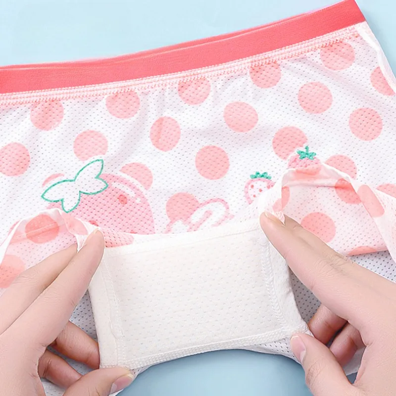 

Baby Soft Comfort Antibacterial Underwears Cute Print Knickers 4PCS Girls Thin Mesh Breathable Panties 3+y Young Child Clothing