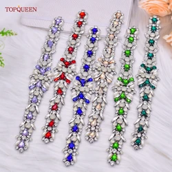TOPQUEEN S57 Bridal Belts Luxury Crystal Wedding Dress Accessories Women Rhinestones Applique Formal Evening Gown Sash Handmade