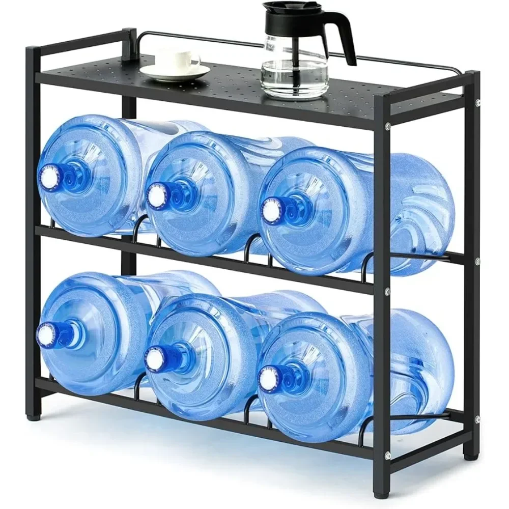 

5 Gallon Water Bottle Holder 6-Tray 3/5 Gallon Water Jug Rack With Top Shelf Heavy Duty Freight Free Kitchen Accessories Home