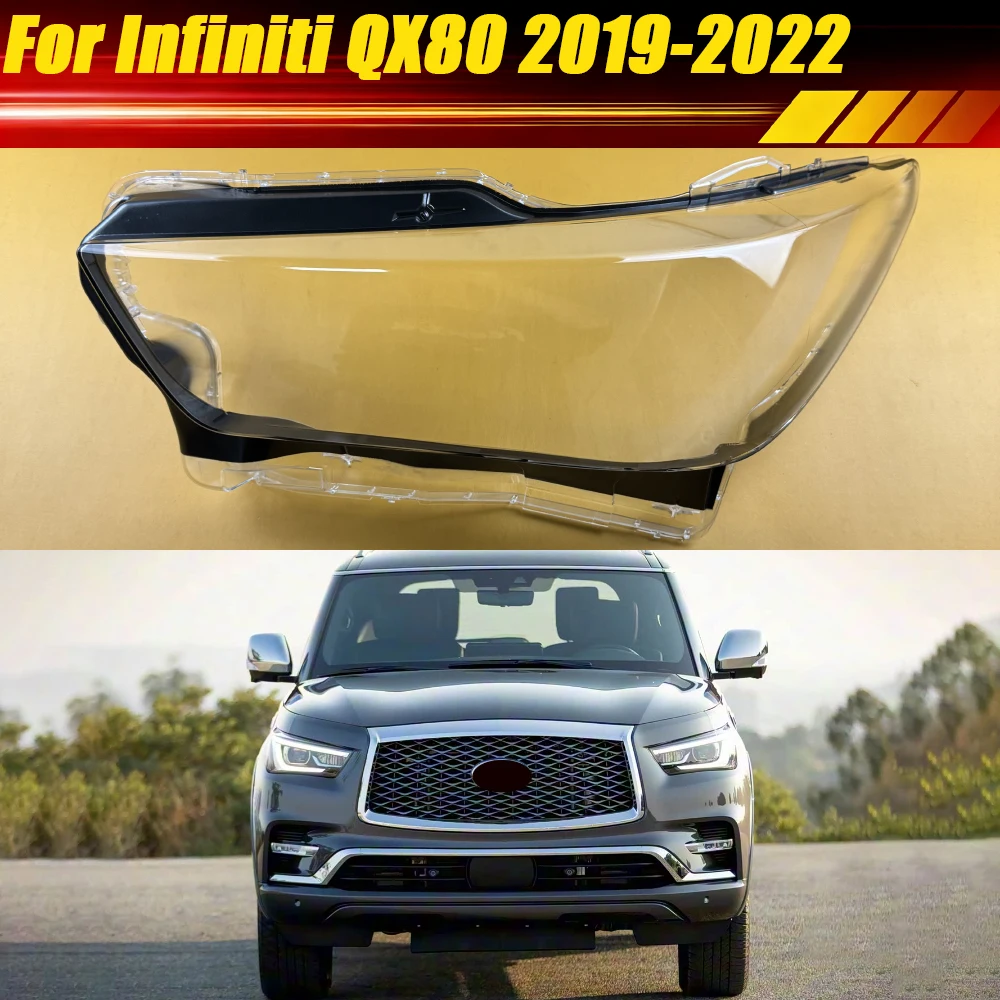 

For Infiniti QX80 2019-2022 Car Headlight Lens Cover Auto Transparent Housing Lampcover Mask Lampshade Headlamp Shell Plexiglass