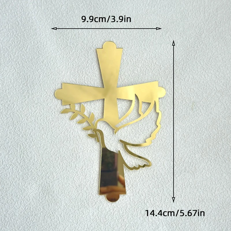 1/5 Stück Goldenes Kreuz & Taube Kuchendeckel Heilige Kommunion Dekor, Taufe Partyzubehör, Erstkommunion Kucheneinsatz Babyparty – Detail 10