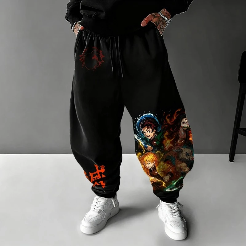 鬼滅の刃アニメーション新しいメンズとレディースのスウェットパンツ秋/冬ストリートオリジナルプリントカジュアルルーズ多用途パンツ
