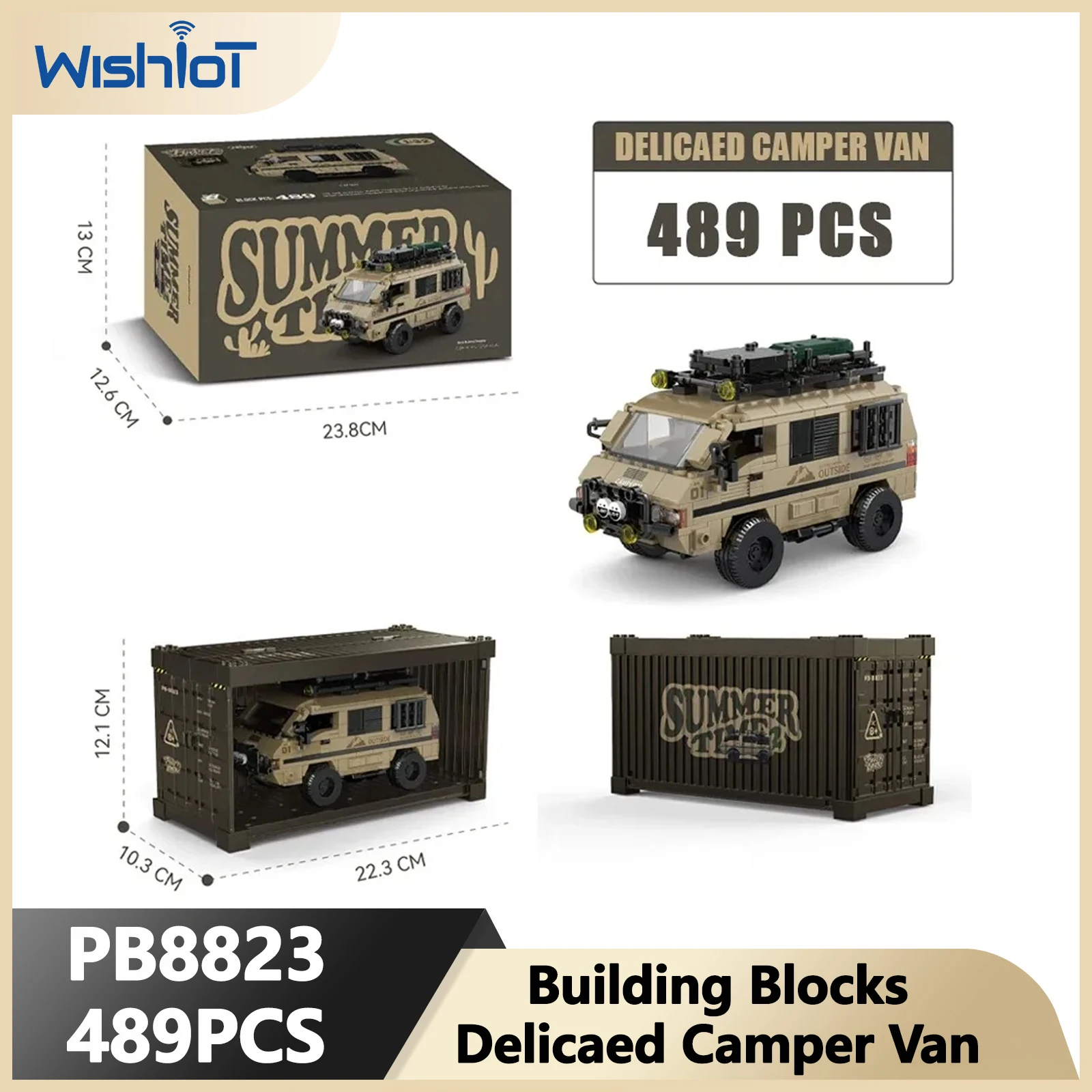 

489 шт. MOC City Off-road Camper Van Модель Строительные блоки Автомобиль на колесах Грузовик Кирпичи с витриной Гаражные игрушки для детей Подарок
