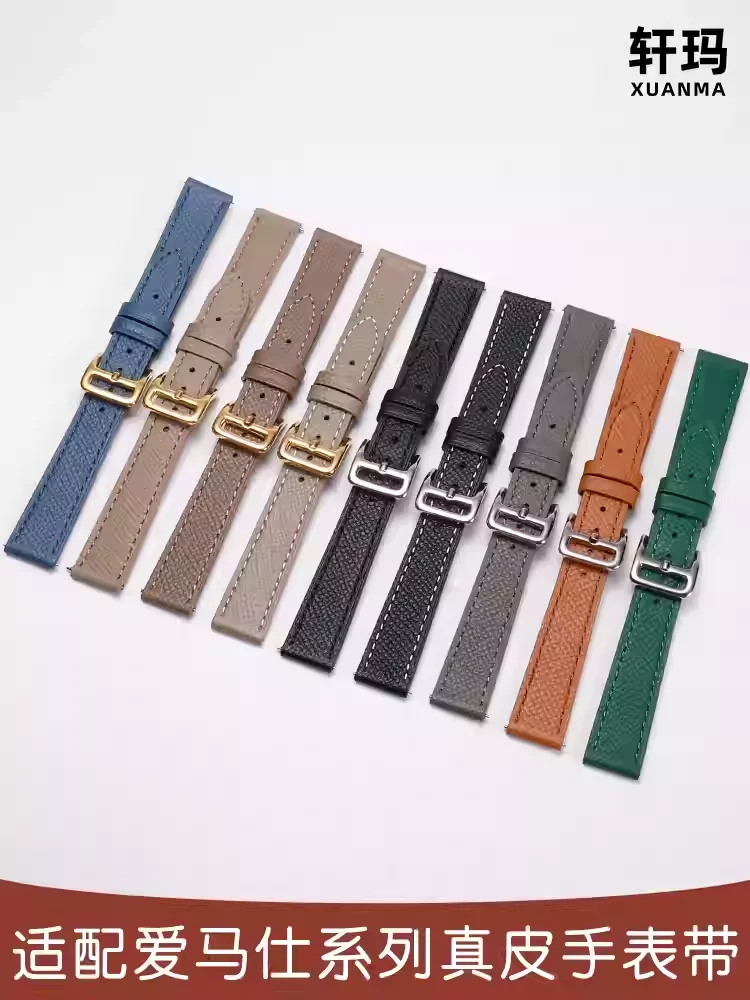 Leather watch strap suitable for Hermes quick release Original pin buckle high quality genuine leather women watchband bracelet