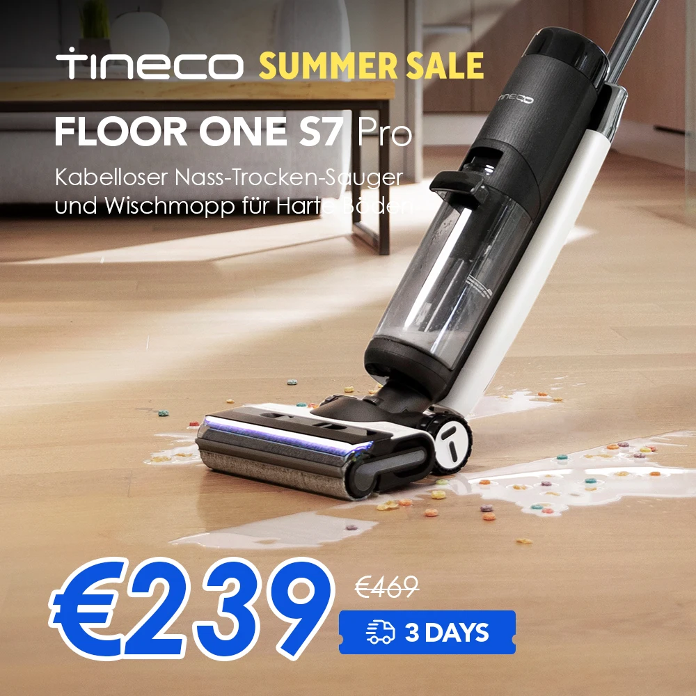 Aspirateur sans fil Tineco Floor ONE S7 PRO, aspirateur laveur, LED, Gommes adhésives, Eau électrolytique