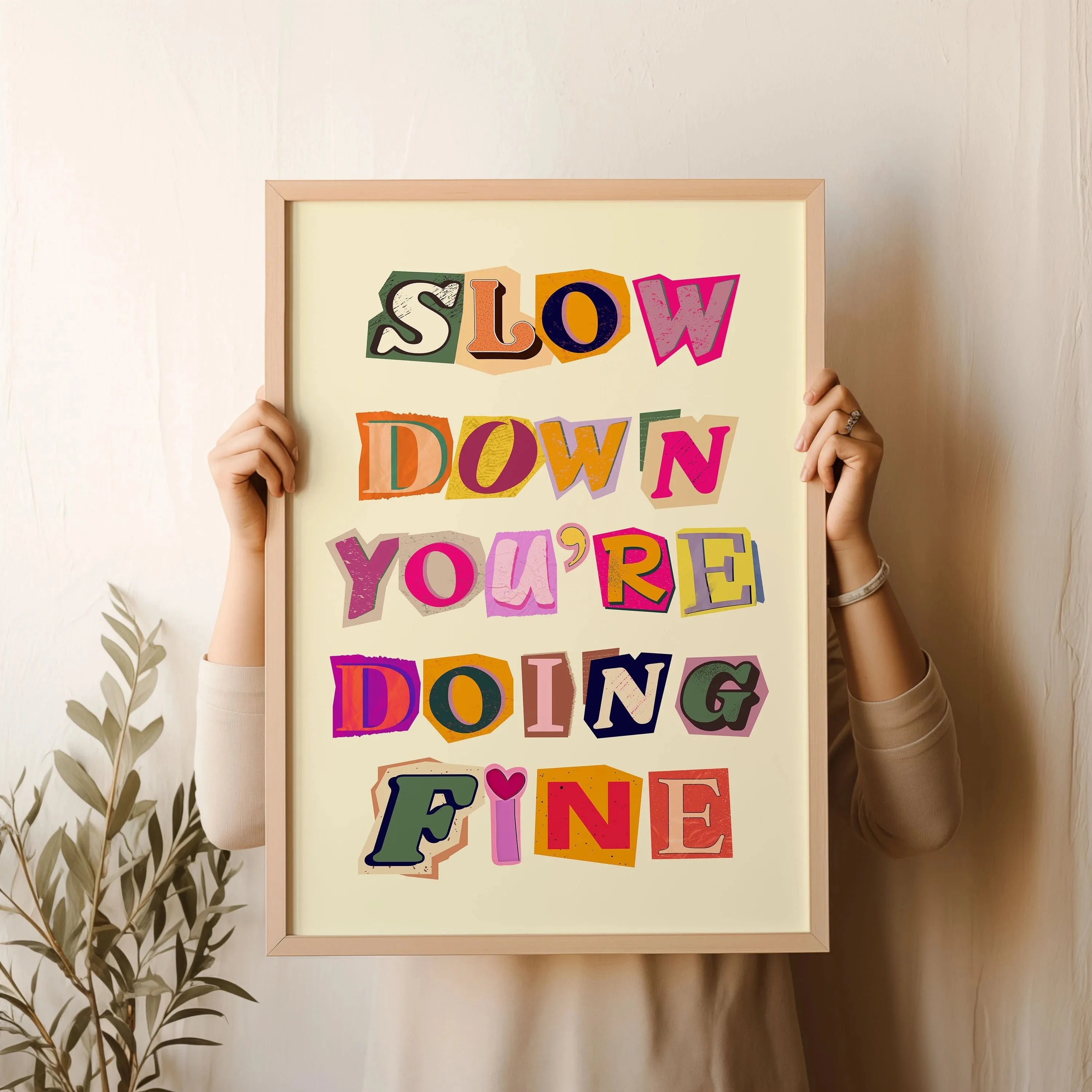 1pc frameless Canvas Painting Slow Down You're Doing Great Inspirational Canvas Poster Daily Reminder Wall Art Prints for Modern