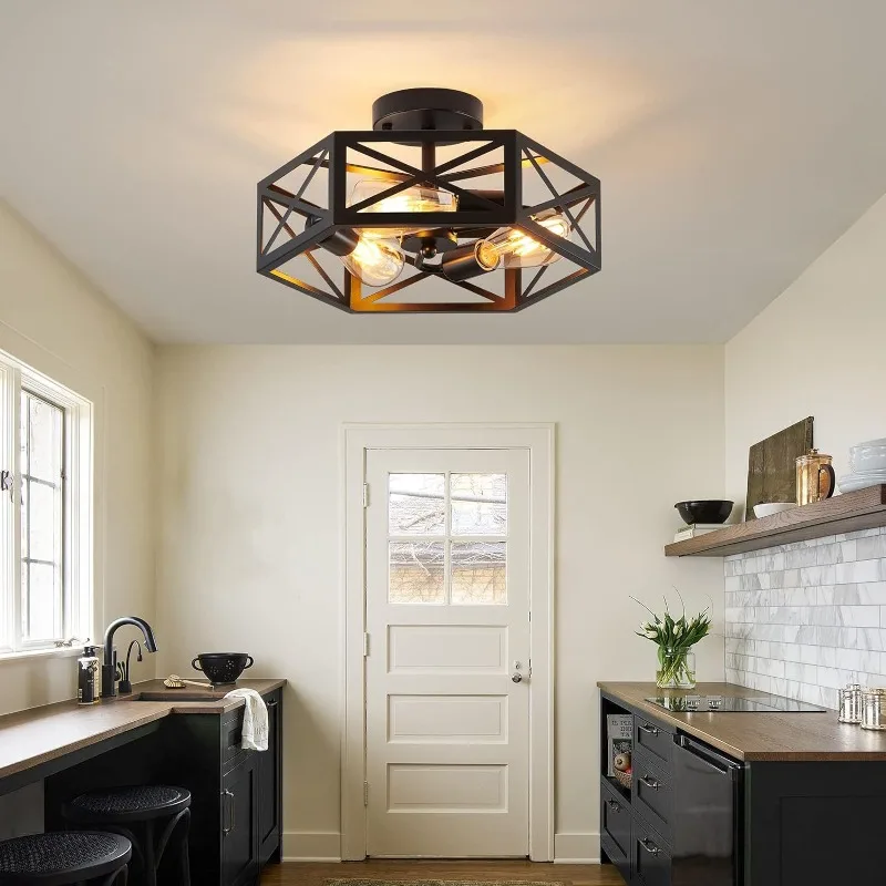 American Iron Art Creative Ceiling Lights Retro Industrial Style Farmhouse Bedroom Light Foyer