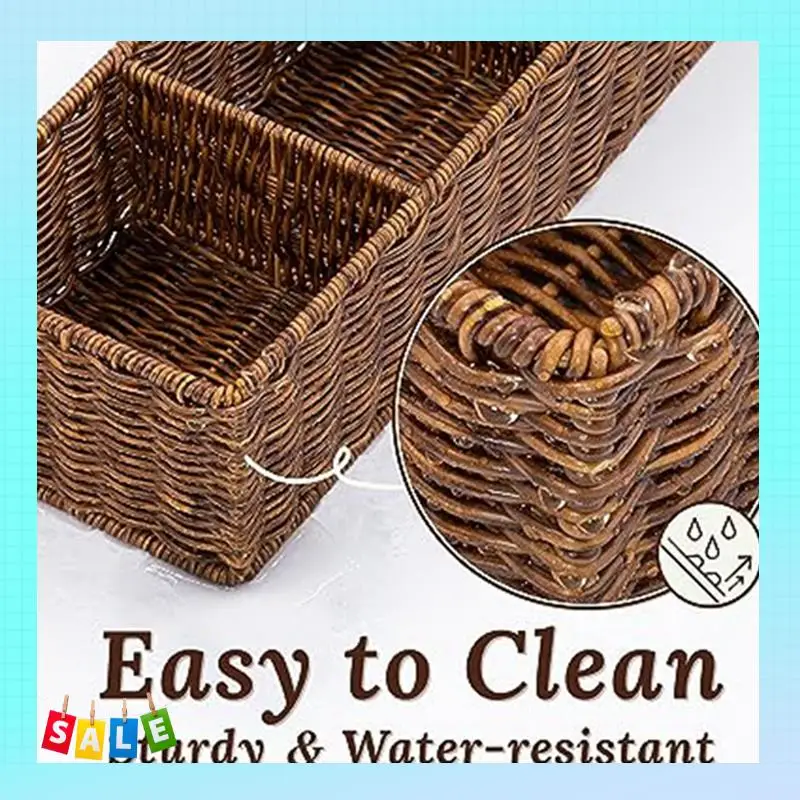 

A56X Woven Storage Box Desktop Miscellaneous Box Toilet Paper Box Storage Bathroom Organizer Bathroom Sink Storage Countertop Du