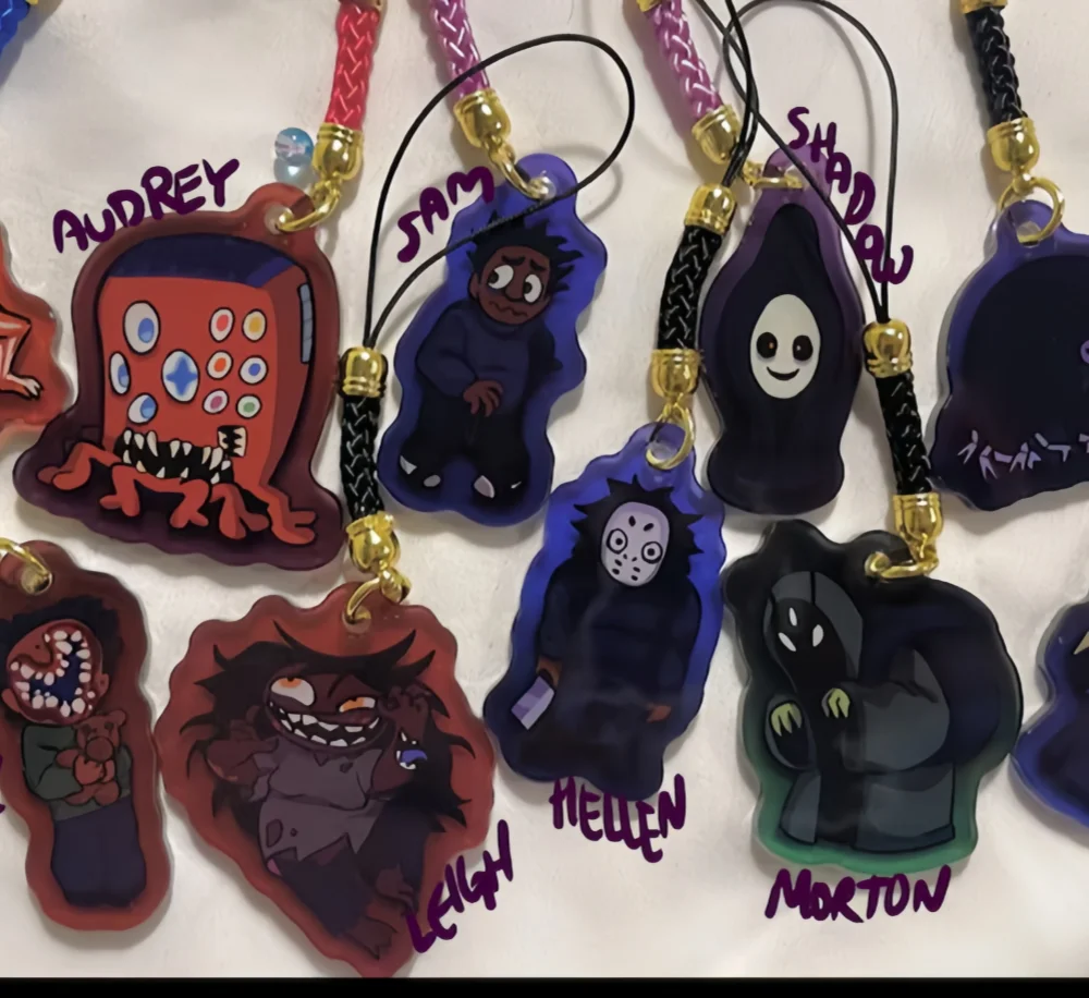 Horror Game Character Acrylic Phone Charm - Spooky Cartoon Figure Backpack Pendant Phone Strap Gift for Game Lovers