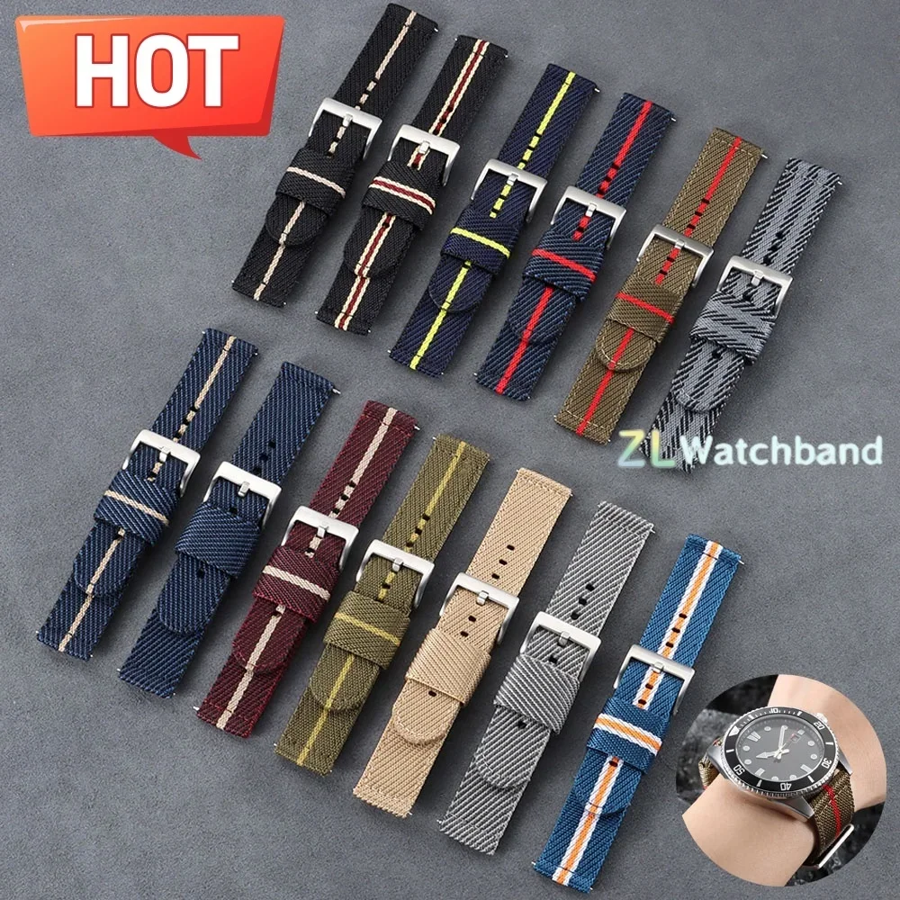Bracelet de montre en Nylon 20/22mm, pour Tudor, Omega, Seiko, tissu en toile tissée, pour hommes, Sport militaire, à dégagement rapide
