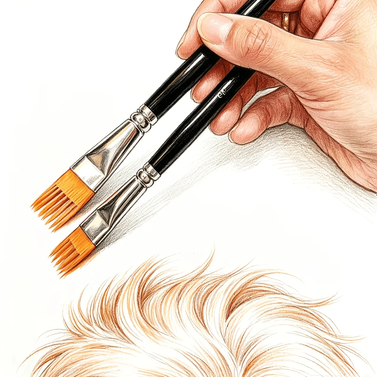 4pcs Serrated Shape Paintbrush Set for Watercolor Oil Digital Painting - Landscape Leaf Art Brushes for Artists & Students