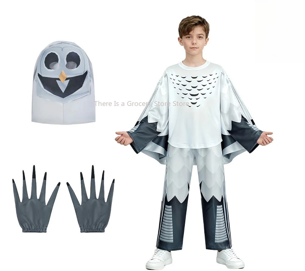 Costume de fête de forêt de hibou d'halloween, Costume de Cosplay d'animal de hibou de nuit 99 pour enfants et adultes, tenue de carnaval, spectacle sur scène avec masque de Cape