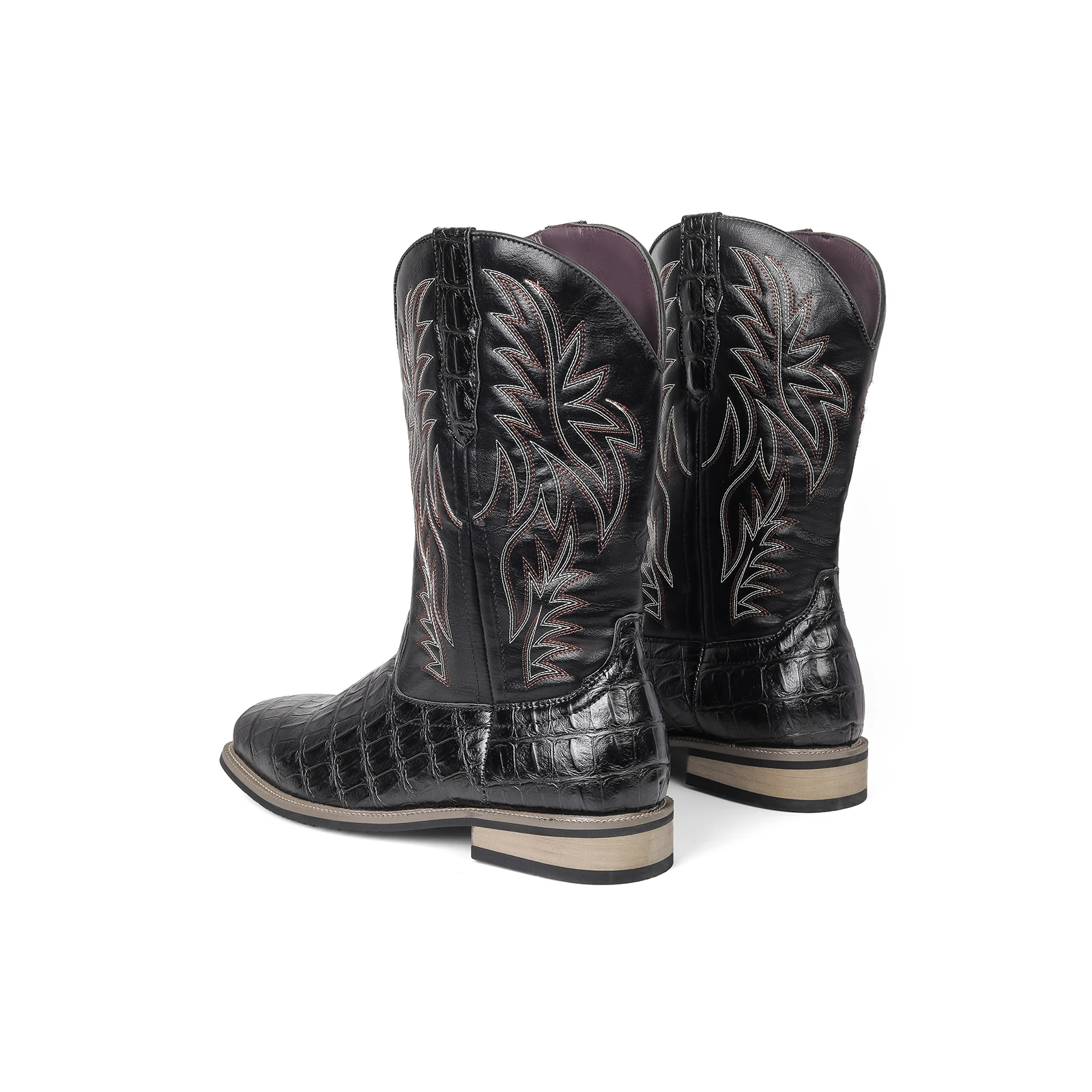 Hommes bottes de Cowboy occidentales broderie rétro mi-mollet bottes automne hiver chaussures hommes bottes d'extérieur chaussures occidentales taille 38-48