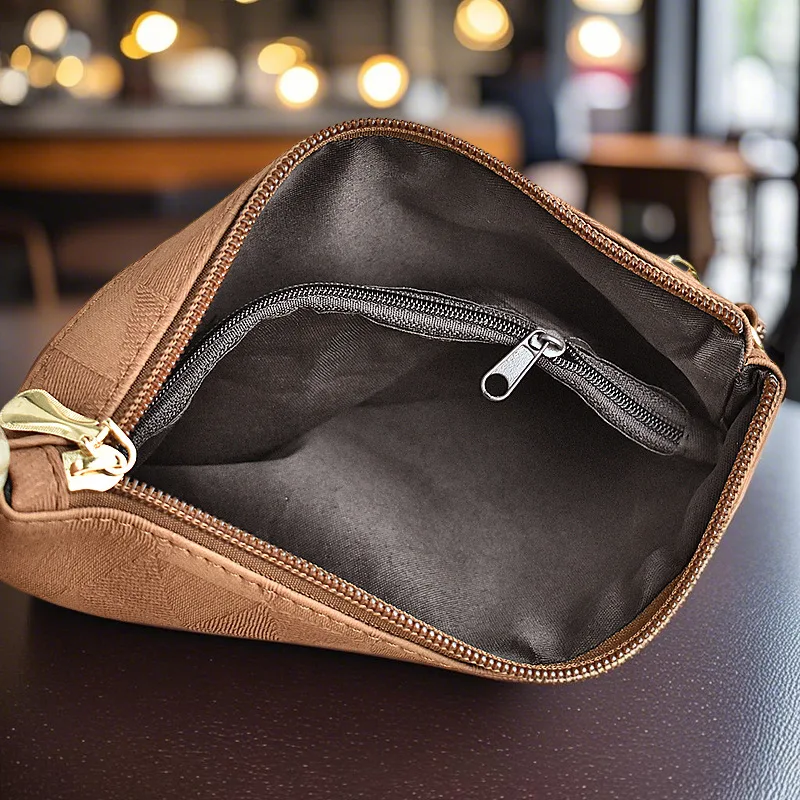 Top layer cowhide simple zipper anti-slip clutch, women's bracelet, large capacity for mobile phone and banknote storage