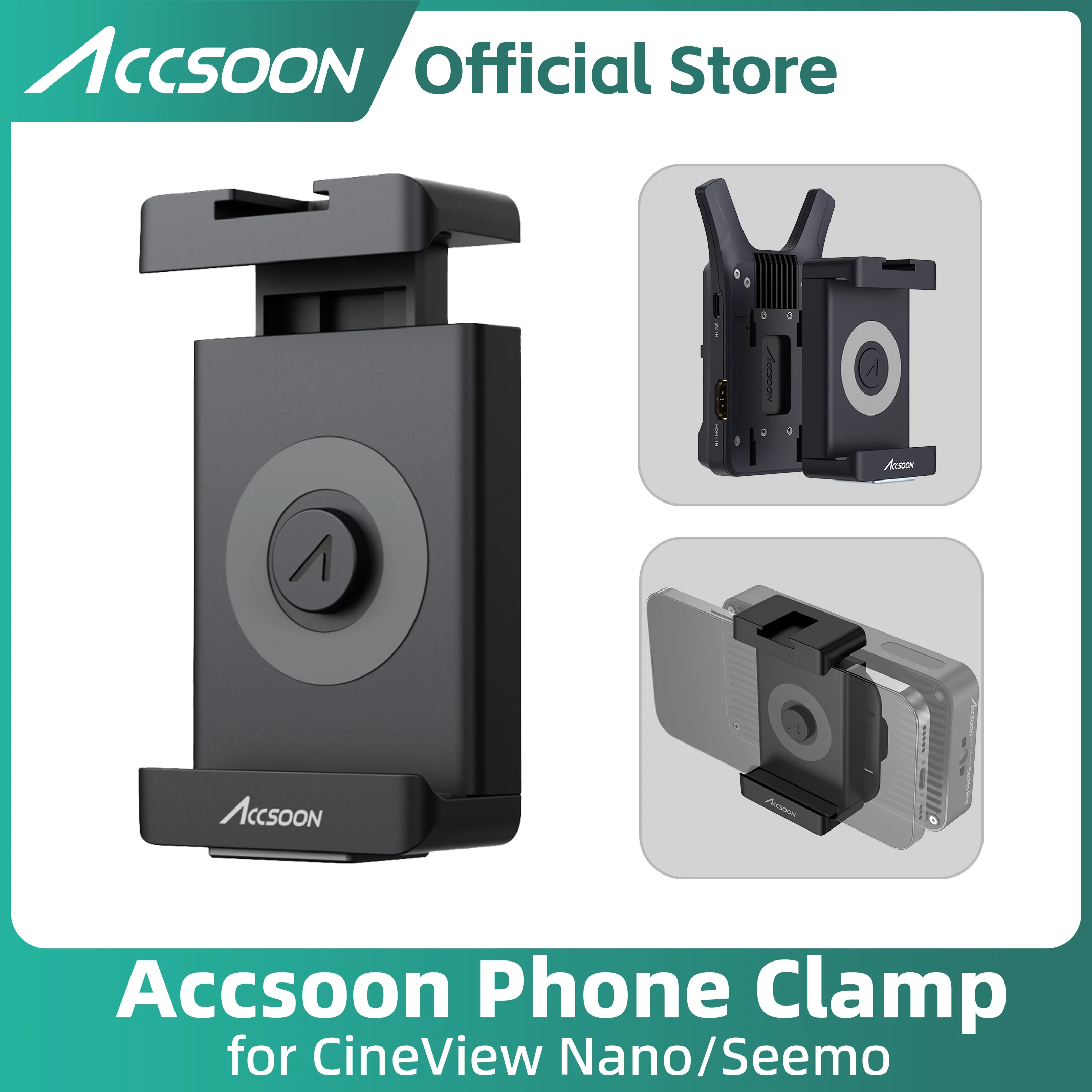 Accsoon Phone Clamp for Nano/ Seemo/Seemo Pro Adjustable Prefessional 1/4'' Phone Clip Holder Flash Hot Shoe Screw Adapter