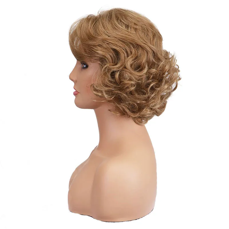 Women Fashion Mixed Brown Wigs Short Hairstyle Soft Healthy Daily Wear Wig Short Synthetic Wigs for Mommy Gifts Wigs