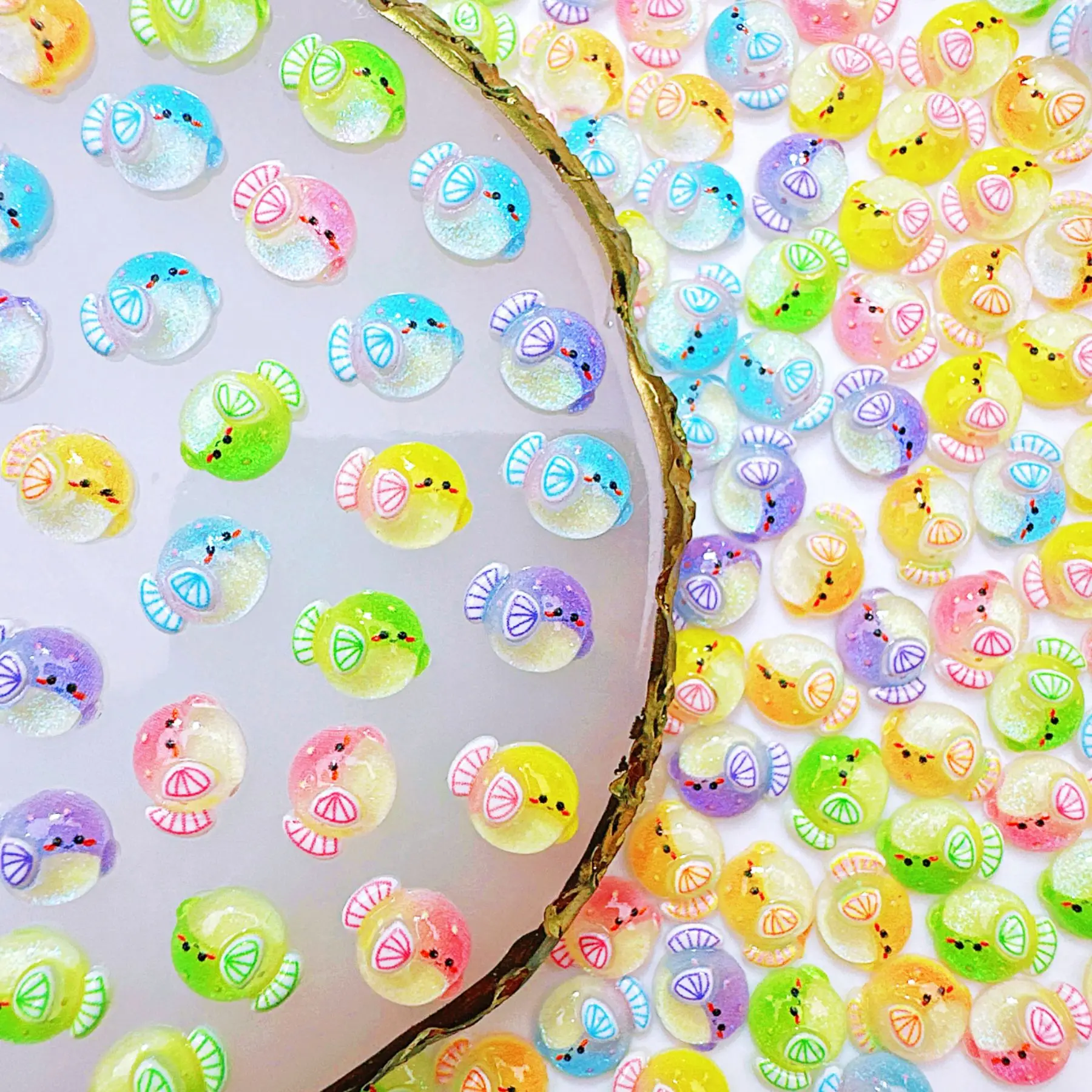 50/100/200PCS, 10*8mm, Ocean Series, Imitation Fish, Imitation Puffer Fish, Nail Accessories, Stereo, DIY, Wear Nail Accessories