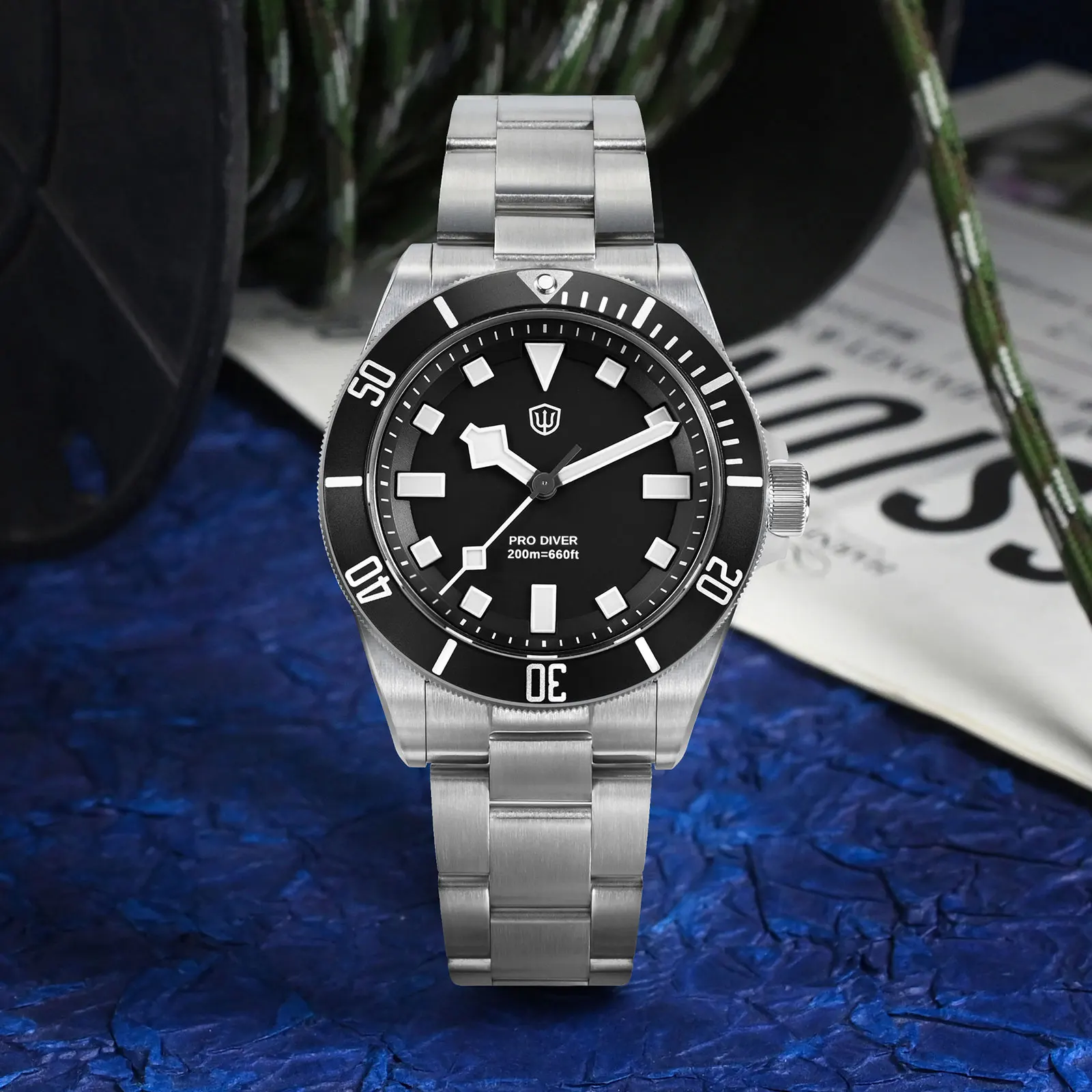 Watchdives WD1969 Pro Stainless Steel Watch VH31 Sweep Seconds Quartz Movement Watches Sapphire 120 Click Waterproof  200m