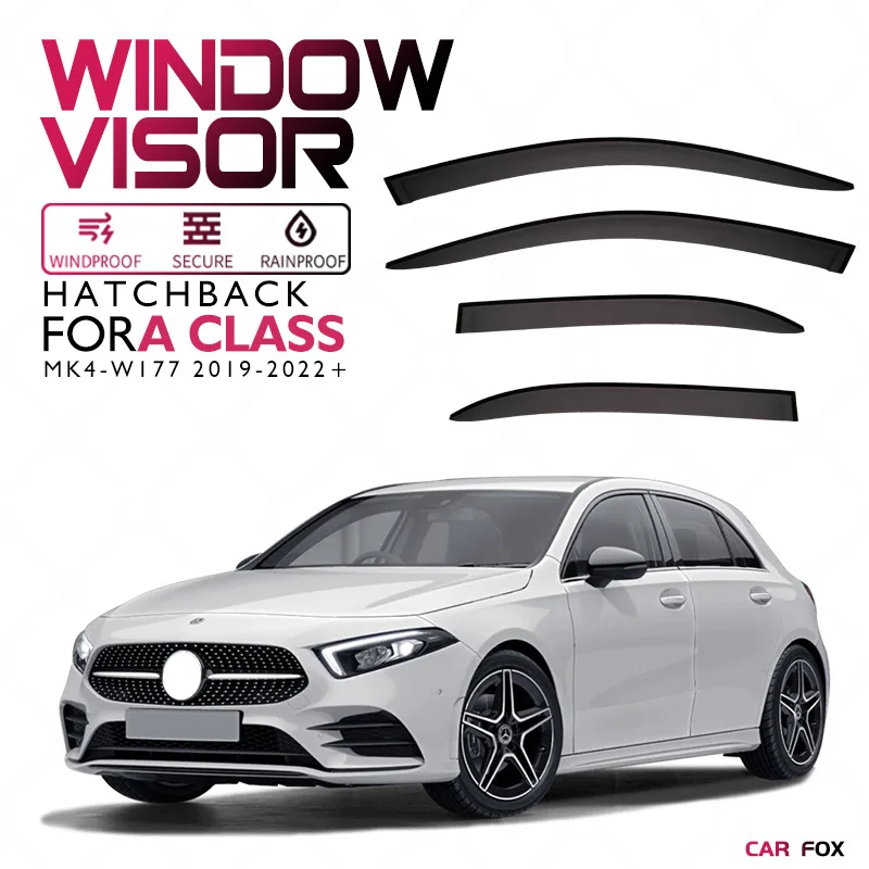 

For Mercedes-Benz A Class Hatchback W169 W176 W177 Window Visor Sun Awning Rain Shelters Deflector Guards 4Pcs Car Accessories