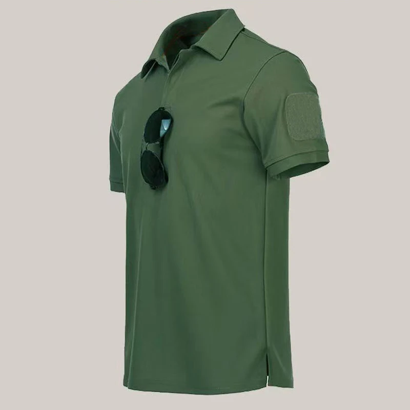 Herren Sommer Pullerover Quick Dry T-Shirt Camping Wandern Klettern Shirt Taktische Militärische Kampf Oansatz Revers T-shirts Atmungsaktiv – Detail 17