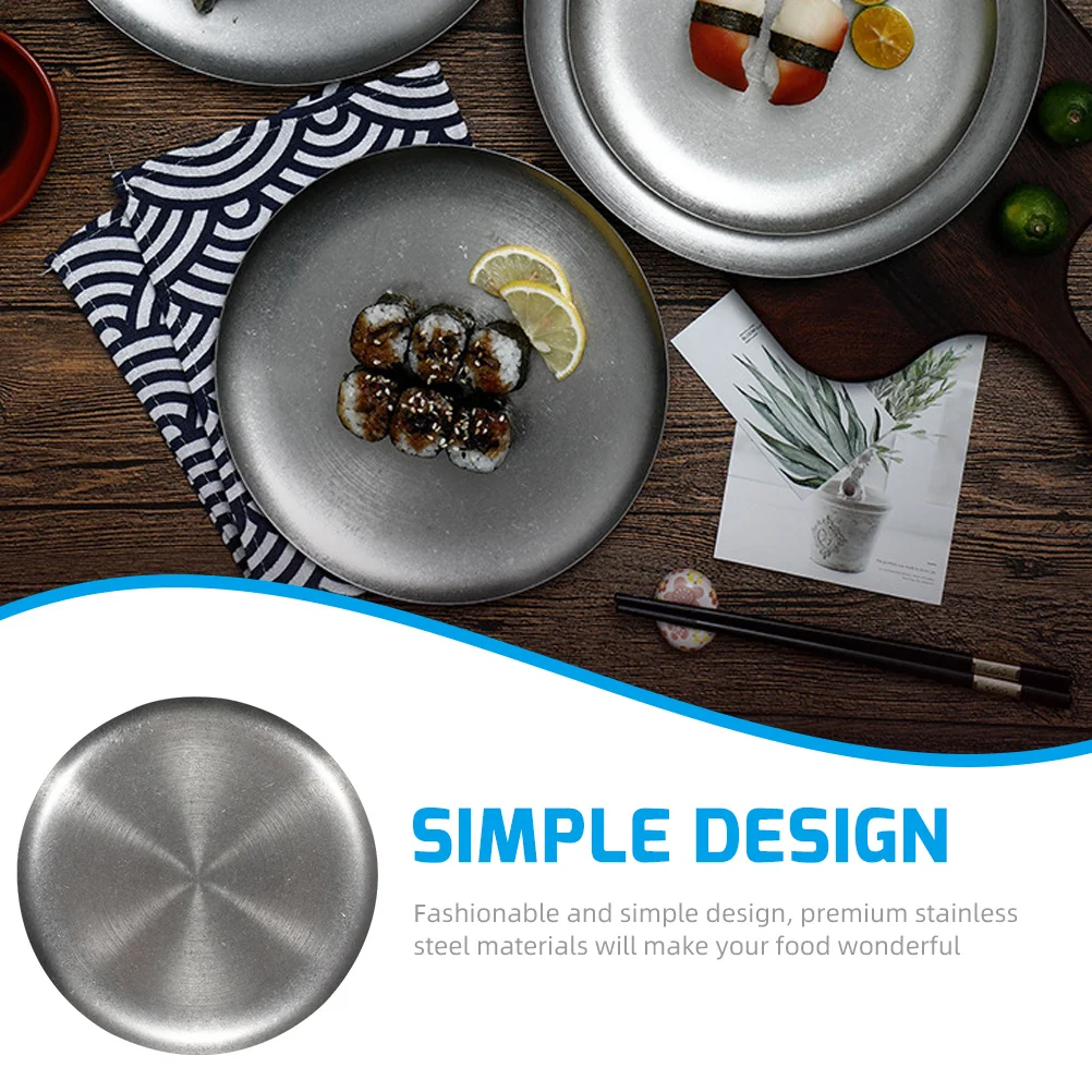 أطباق السوشي الفولاذ المقاوم للصدأ طبق تقديم الطعام المستدير لشريحة لحم الحلوى السوشي المعادن أدوات المائدة المنزلية عشاء متعدد الوظائف