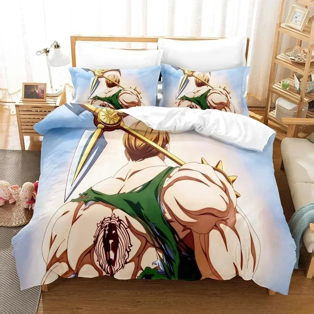 

3D Anime Escanor The Seven Deadly Sins Bedding Set Printed With Pillowcase Bed Duvet Cover Soft Queen King Size Bedclothes Home