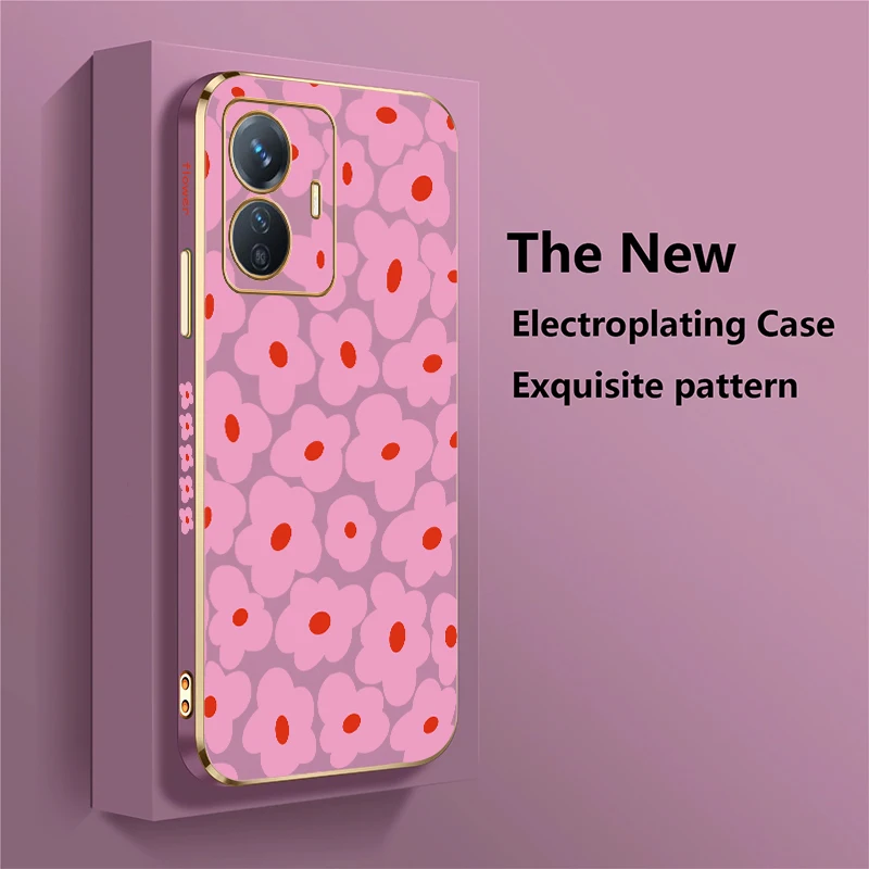 เคสโทรศัพท์ลายชุบ สำหรับ Vivo U20 U10 Z5i Z3i Z3X Z3 Z1i Z1x T1 Pro สีชมพู ลายดอกไม้ ซิลิโคน ฝาหลัง