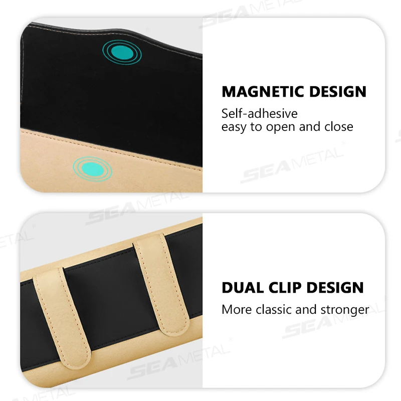SEAMETAL Car Sun Visor Glasses Case Soft Lining Scratch-Free Suede Sunglasses Protector Box Magnetic Stable Eyeglasses Holder