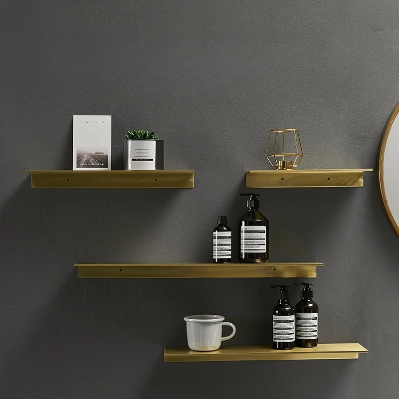 bathroom brushed gold aluminum rack tray, toilet wall hanging cosmetic storage rack, bathroom shower room shower gel rack